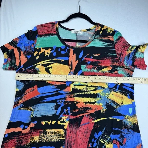 Jess & Jane Aspen Dress Sz L Bold Abstract Comfortable Artsy Art Wear Colorful - Picture 7 of 11